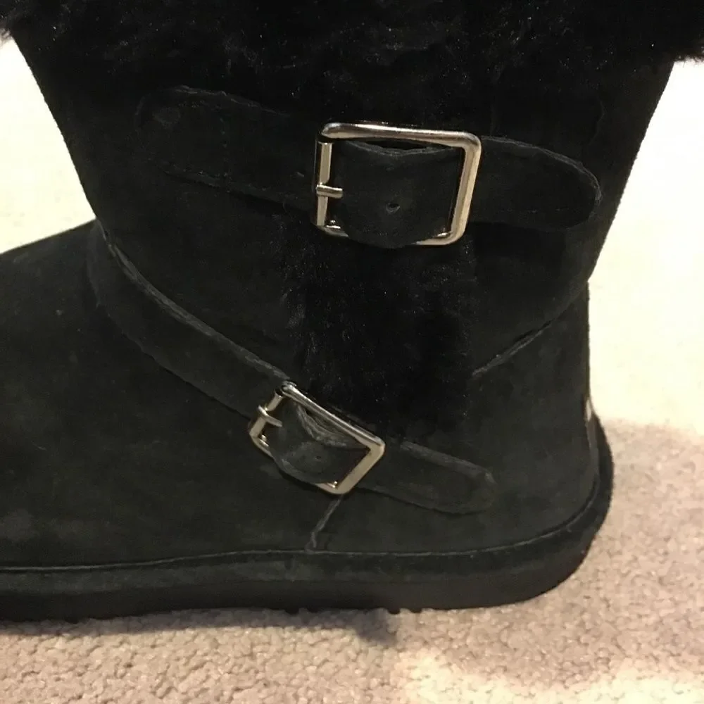 Lamo Black Suede & Leather Buckle Winter Boots